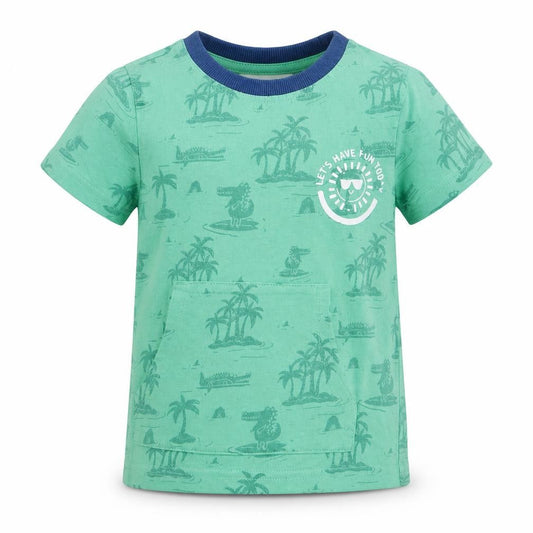George Boys Green Floral  Basic T-Shirt Size 12-18 Months  - Palm Trees and Dragons