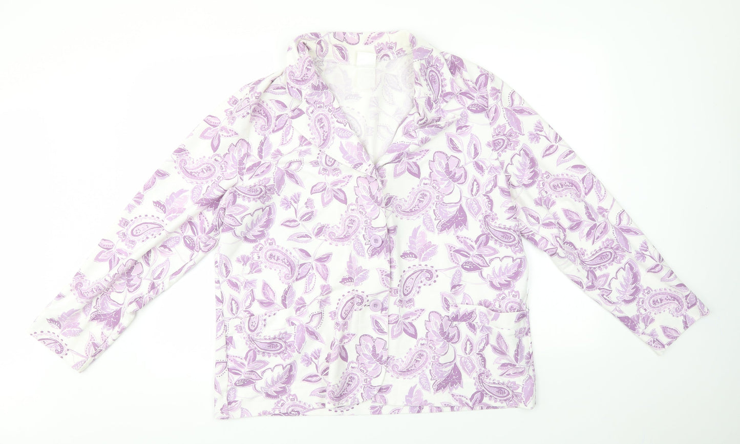 Preworn Womens Purple Floral  Cardigan Jumper Size L