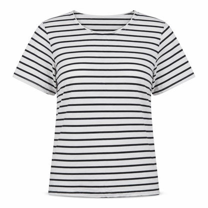 Saxnet Womens Multicoloured Striped  Basic T-Shirt Size L