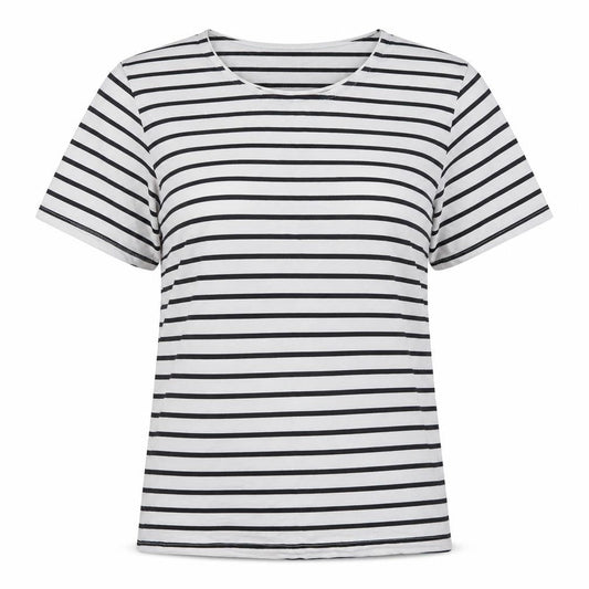 Saxnet Womens Multicoloured Striped  Basic T-Shirt Size L