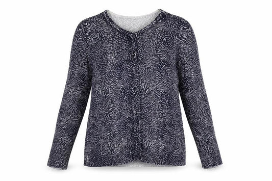 Tu Womens Blue Geometric  Cardigan Jumper Size 16