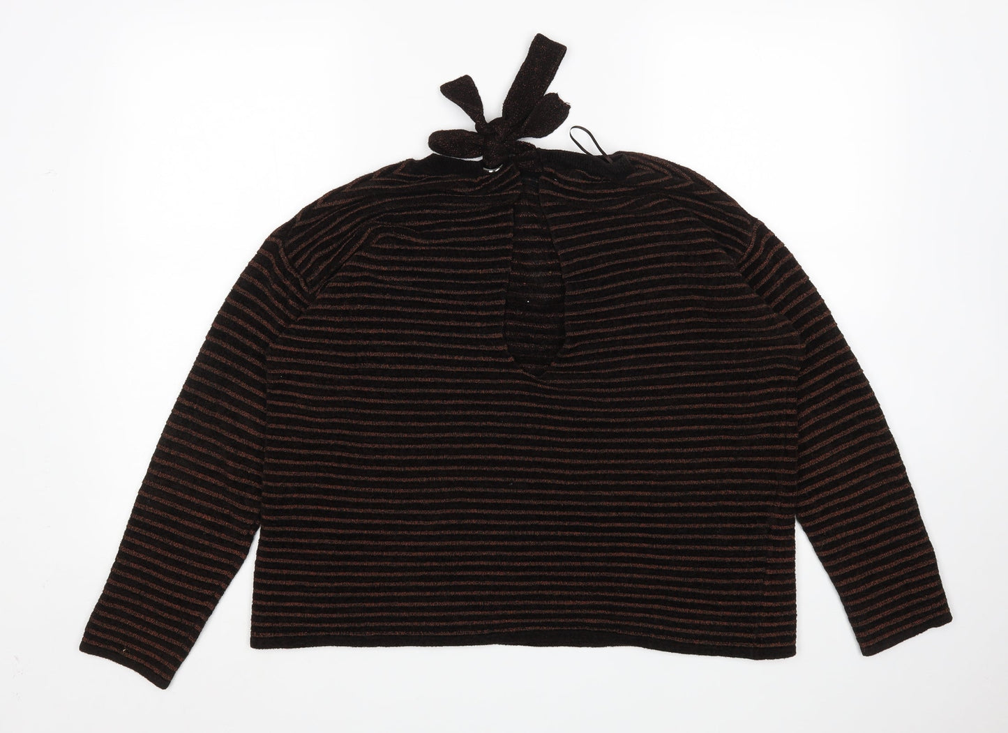 Mango Womens Brown Striped  Pullover Jumper Size M