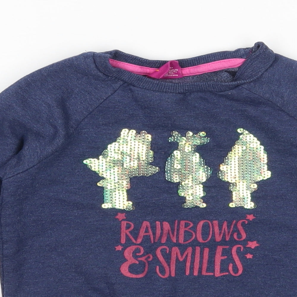 Character  Girls Blue   Pullover Sweatshirt Size 4 Years  - Trolls