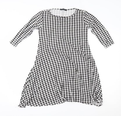 Preloved QED London Womens Black Check  A-Line  Size 10 - Front