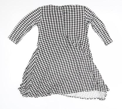 Preloved QED London Womens Black Check  A-Line  Size 10 - Back