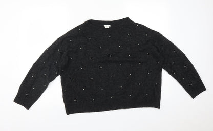 H&M Womens Grey   Pullover Sweatshirt Size L