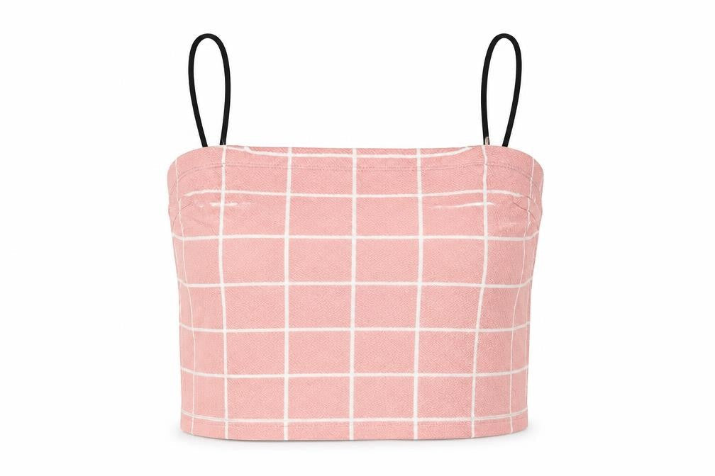 SheIn Womens Pink Plaid  Basic Tank Size L