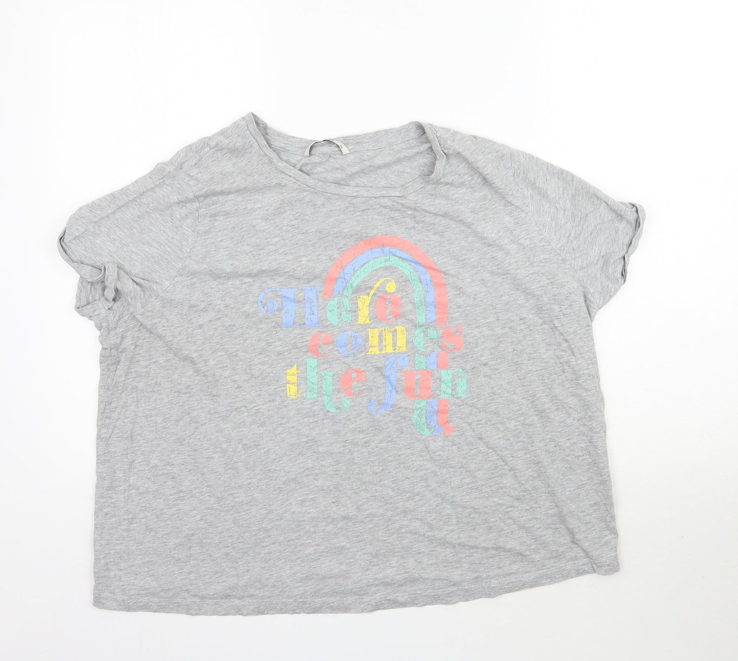 TU Womens Grey   Basic T-Shirt Size 2  - Here comes the fun