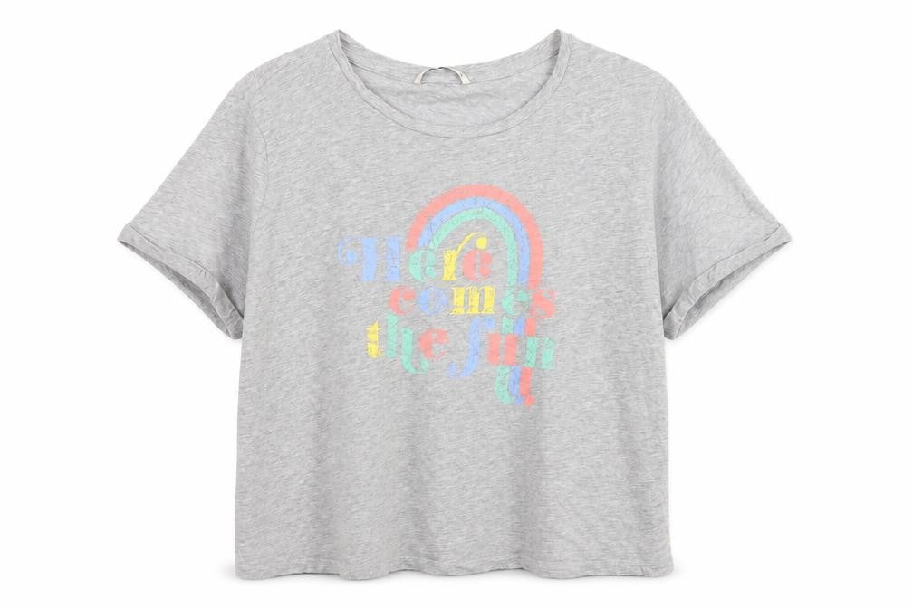TU Womens Grey   Basic T-Shirt Size 2  - Here comes the fun