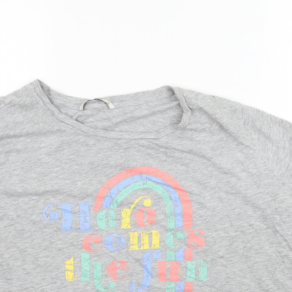 TU Womens Grey   Basic T-Shirt Size 2  - Here comes the fun