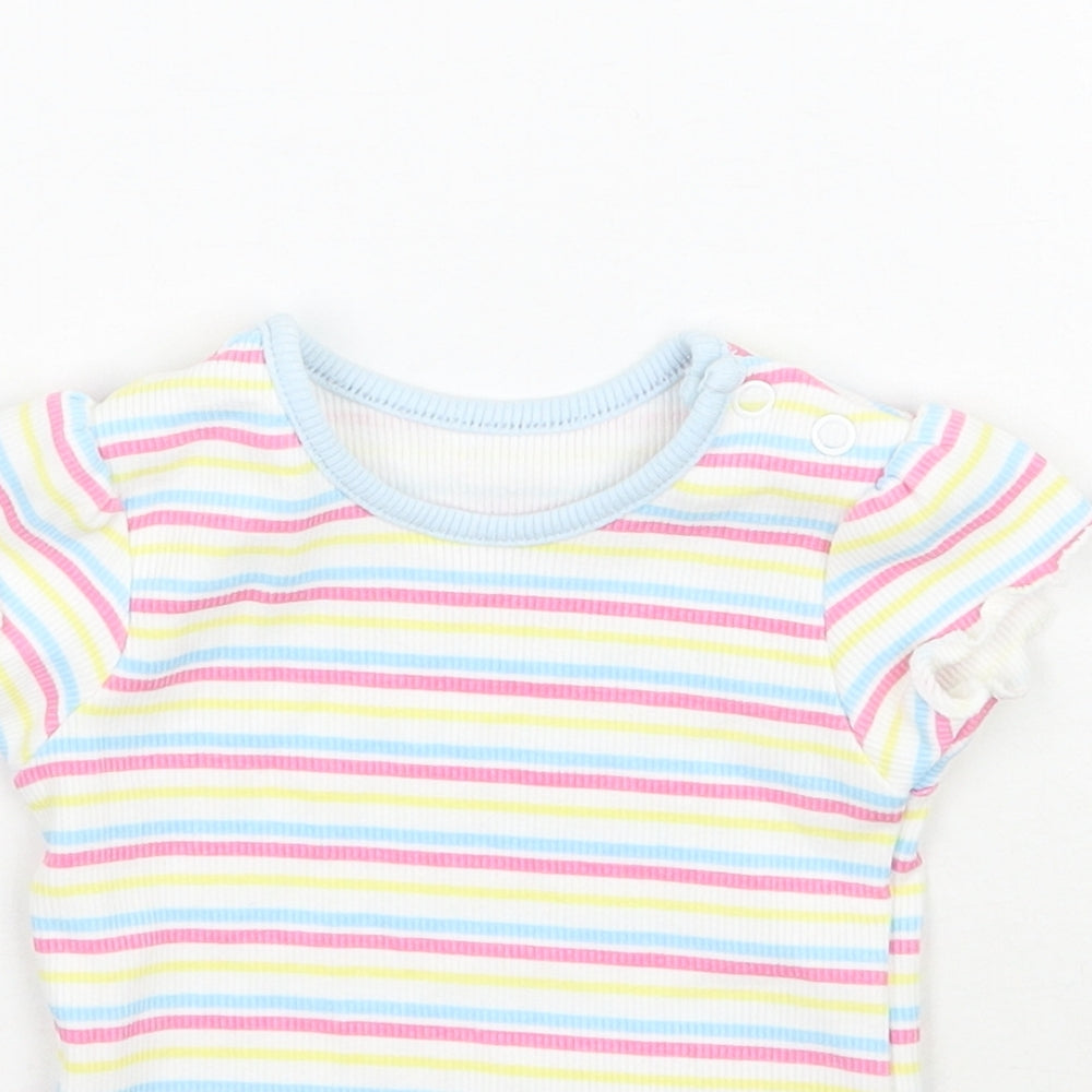 Primark Girls Multicoloured Striped  Basic T-Shirt Size 0-3 Months