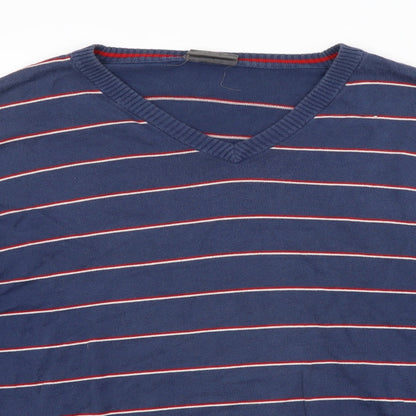 H&M Mens Blue Striped  Pullover Jumper Size XL