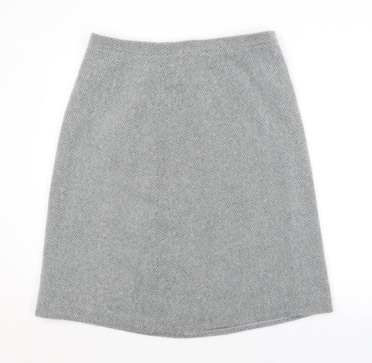 Preworn Womens Grey Argyle/Diamond  A-Line Skirt