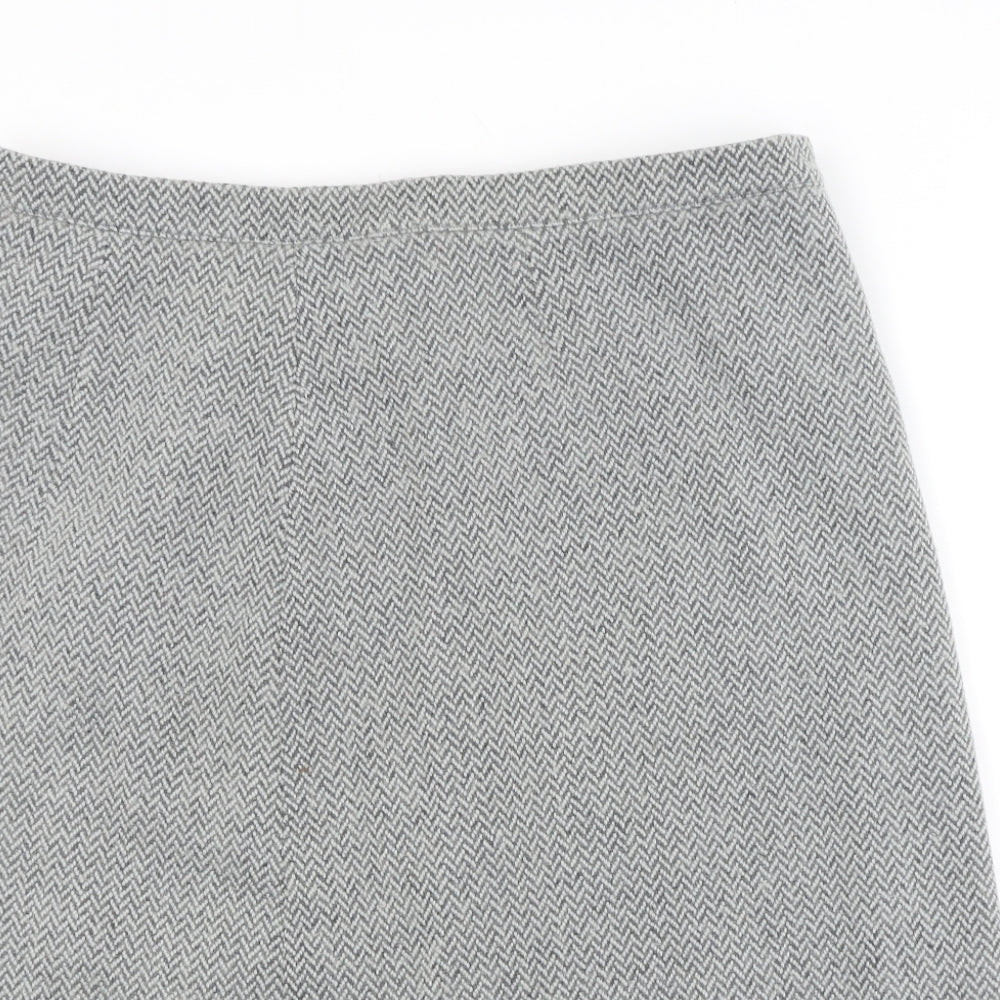 Preworn Womens Grey Argyle/Diamond  A-Line Skirt