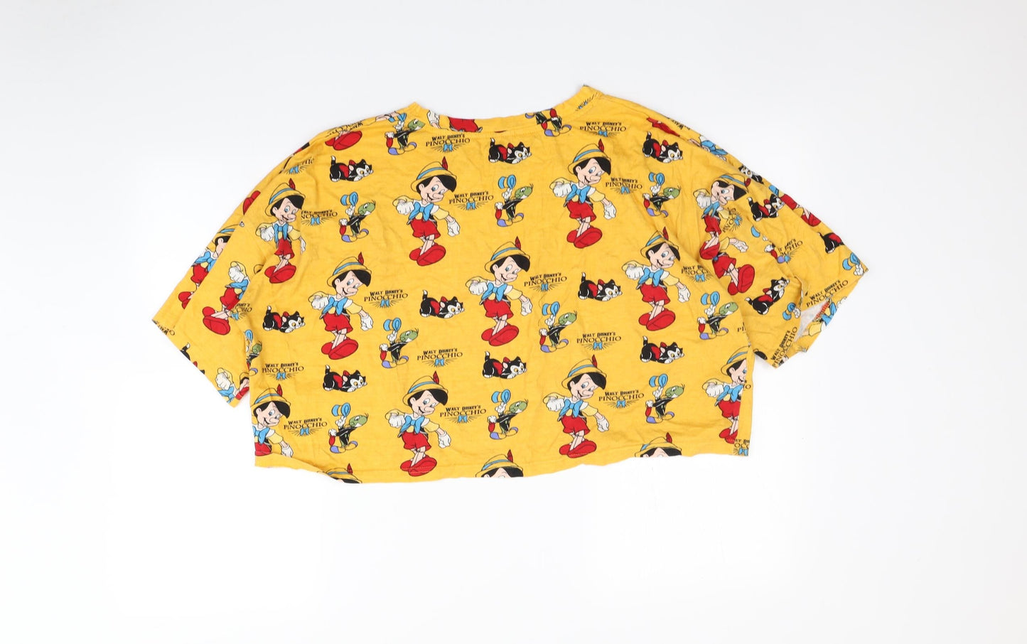 Primark Womens Yellow   Cropped T-Shirt Size L  - Pinnochio
