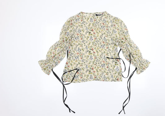 Preloved Fashion Union Womens Green Floral  Basic Blouse Size 6 - Front