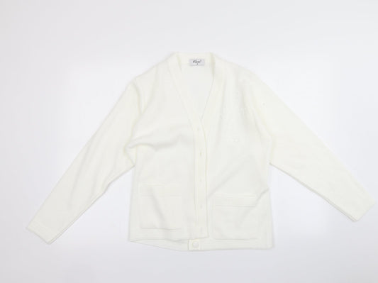 Care Womens White   Cardigan Jumper Size S