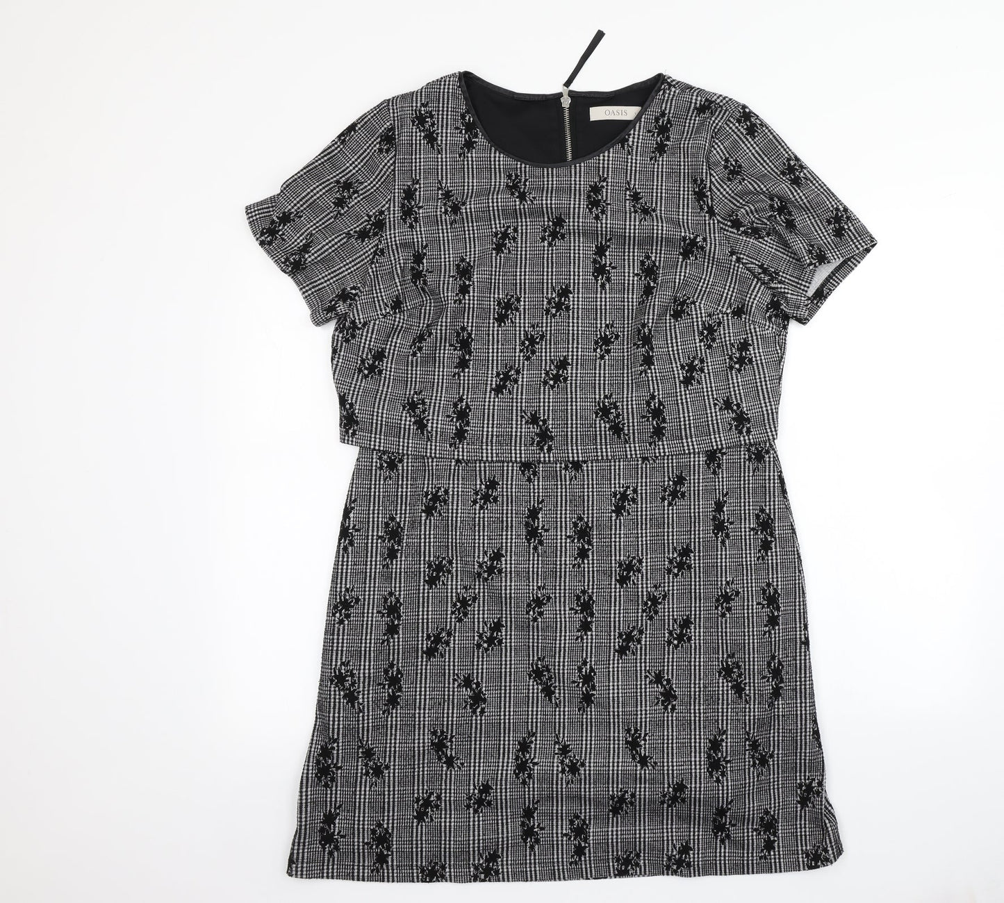Oasis Womens Grey Floral  Bodycon  Size L