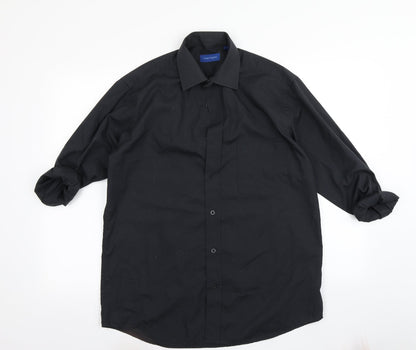 Peter England Mens Black    Button-Up Size 15.5