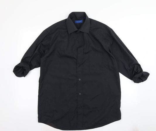 Peter England Mens Black    Button-Up Size 15.5