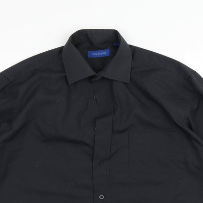 Peter England Mens Black    Button-Up Size 15.5