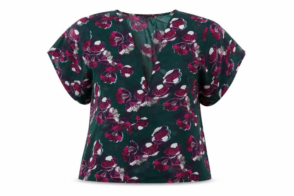 Originals Womens Green Floral  Basic Blouse Size M