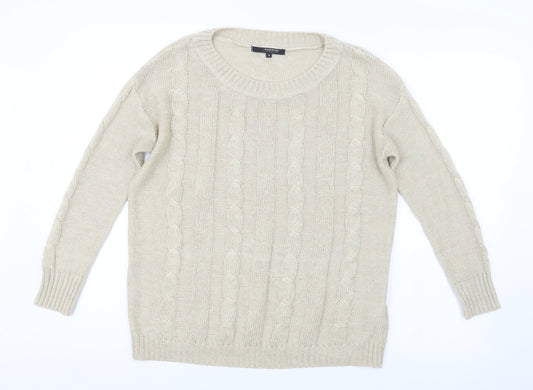 RESERVED Womens Beige  Knit Pullover Jumper Size S