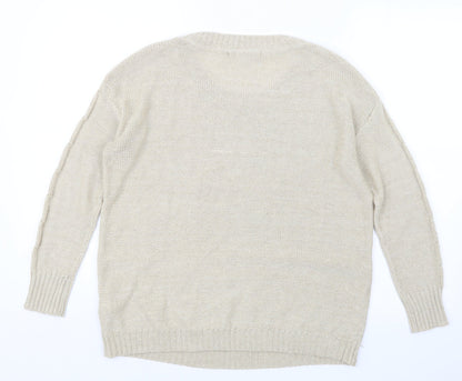 RESERVED Womens Beige  Knit Pullover Jumper Size S