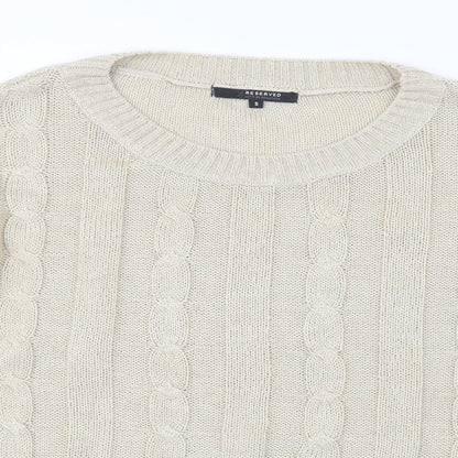 RESERVED Womens Beige  Knit Pullover Jumper Size S