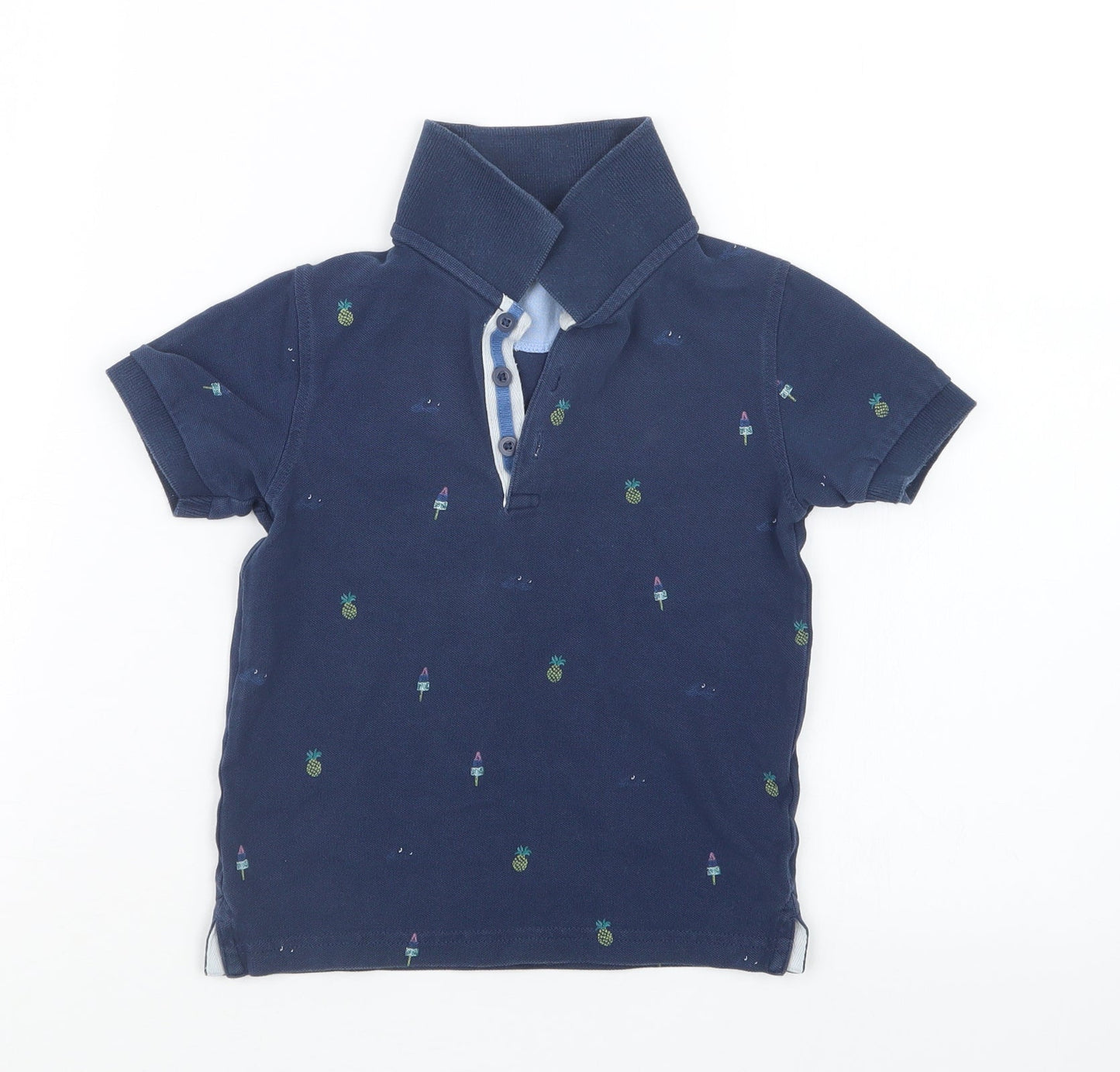 Marks and Spencer Boys Blue Geometric  Basic Polo Size 2-3 Years
