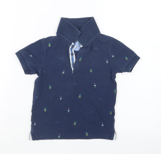 Marks and Spencer Boys Blue Geometric  Basic Polo Size 2-3 Years