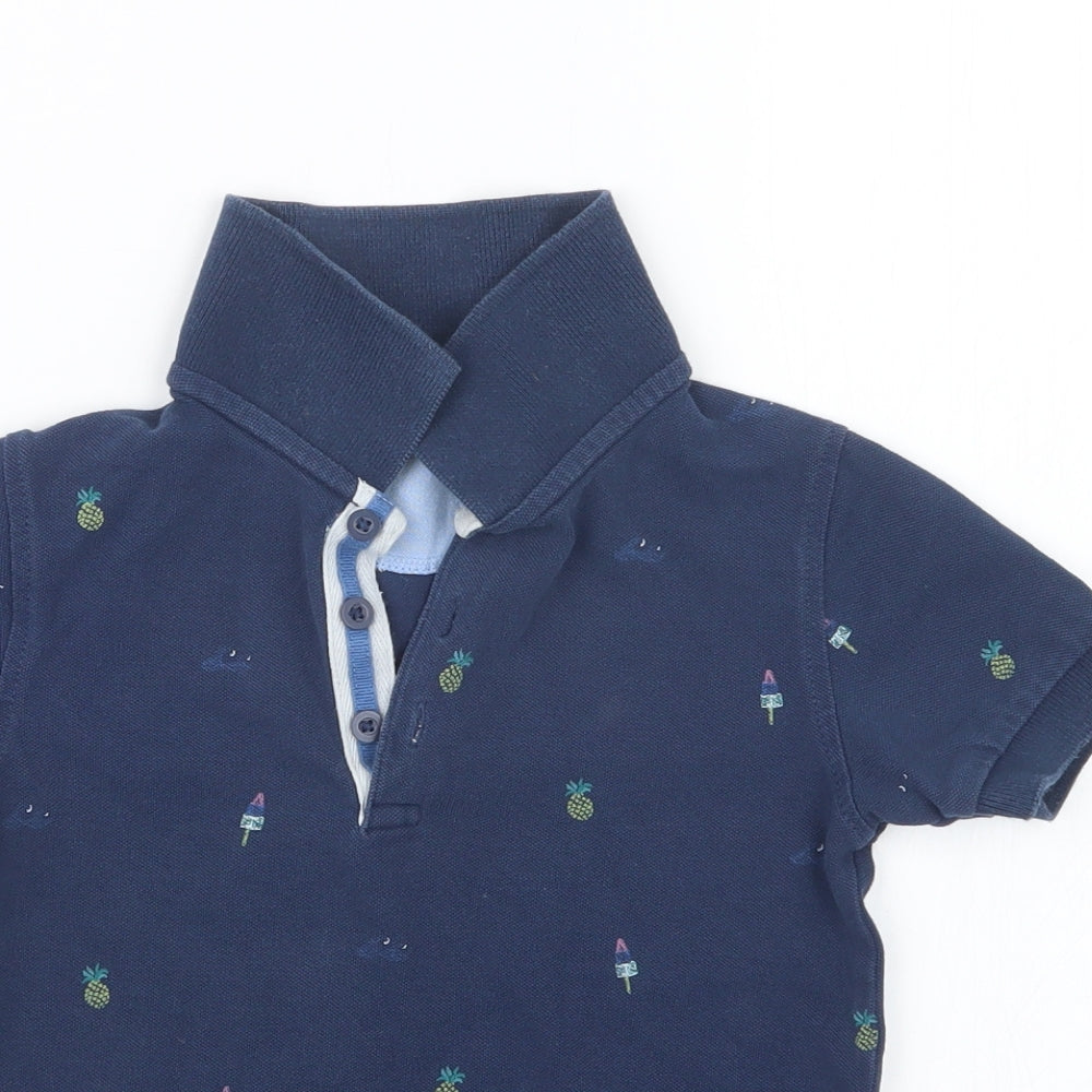 Marks and Spencer Boys Blue Geometric  Basic Polo Size 2-3 Years