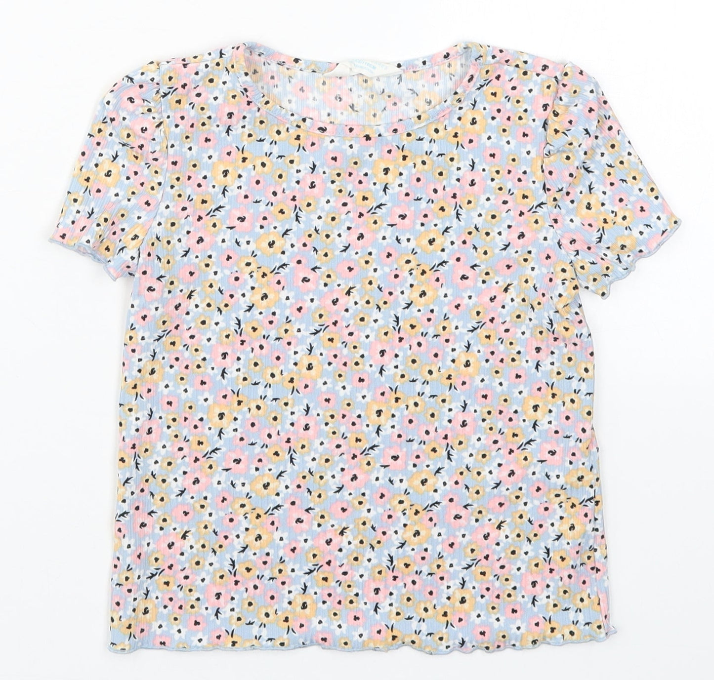Primark Girls Multicoloured Floral  Basic T-Shirt Size 4-5 Years