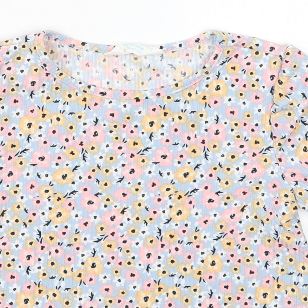 Primark Girls Multicoloured Floral  Basic T-Shirt Size 4-5 Years