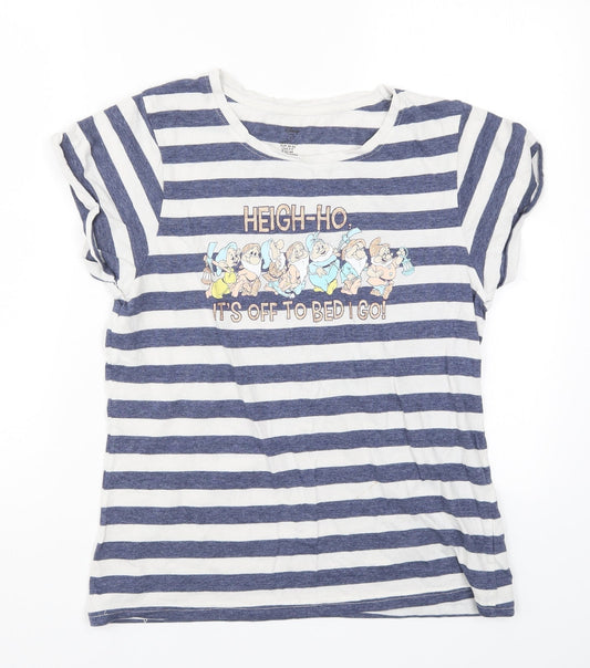 Primark Womens Blue Striped  Top Pyjama Top Size 10  - Hey Ho Hey Ho It's Off to Bed I Go? 7 Dwarves
