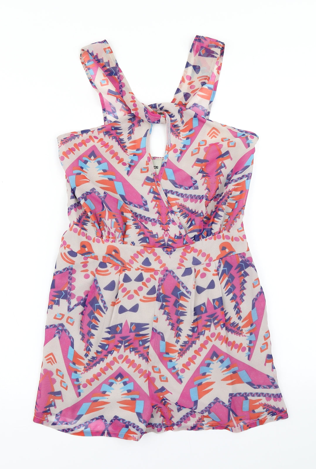 ASOS Womens Pink Geometric  Playsuit One-Piece Size 8
