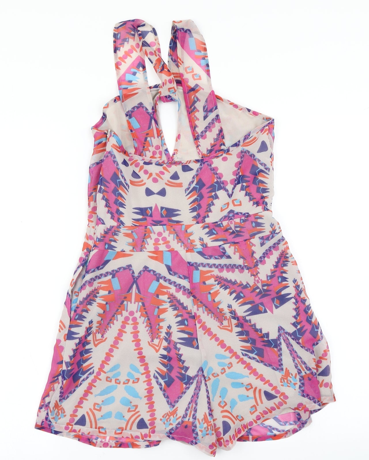 ASOS Womens Pink Geometric  Playsuit One-Piece Size 8