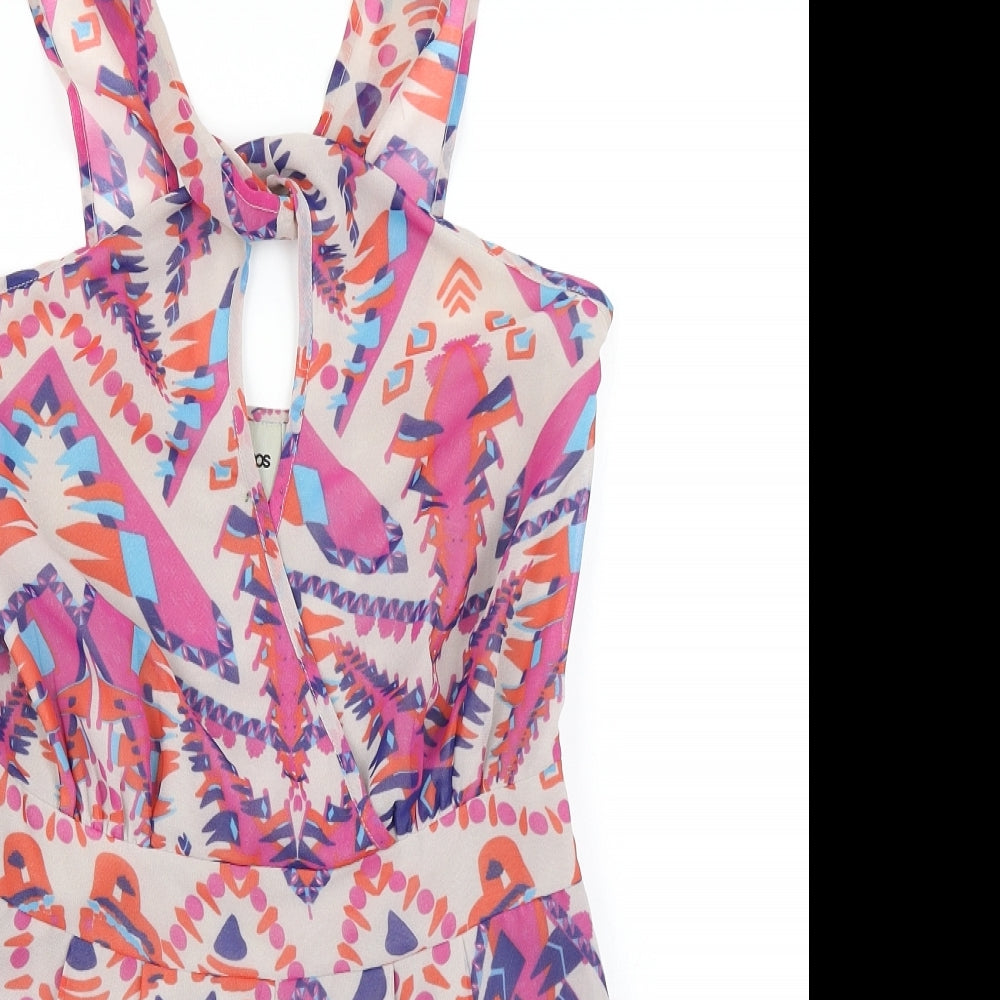 ASOS Womens Pink Geometric  Playsuit One-Piece Size 8