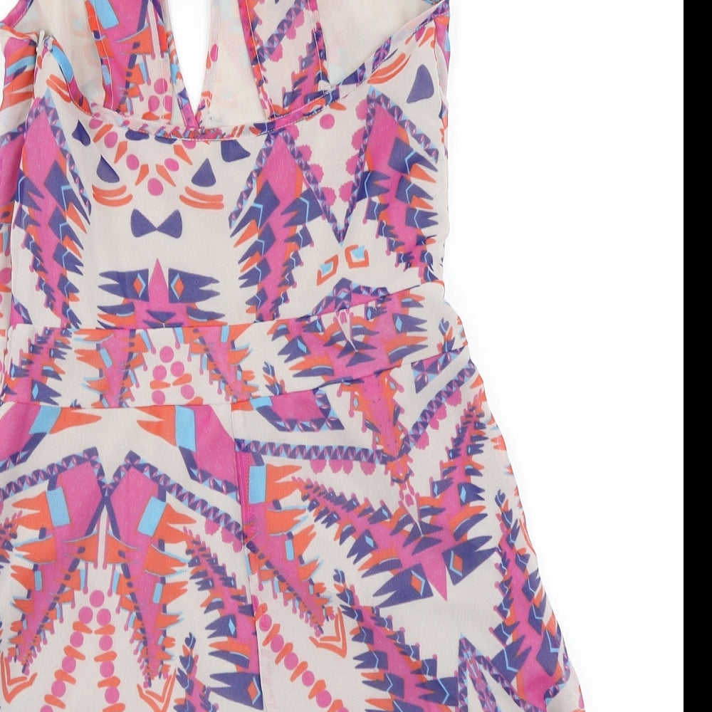 ASOS Womens Pink Geometric  Playsuit One-Piece Size 8