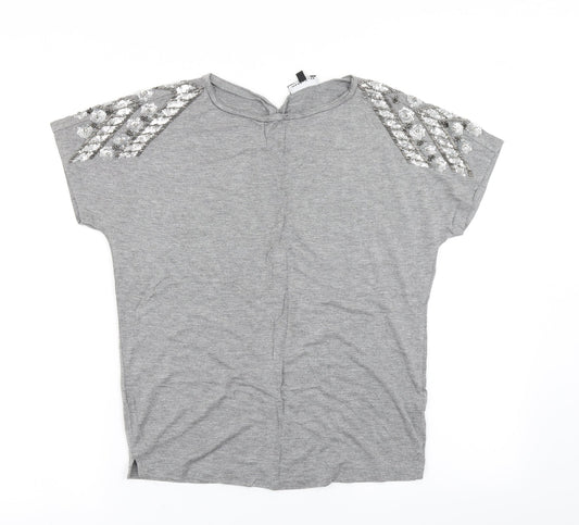 Warehouse Womens Grey   Basic T-Shirt Size 6