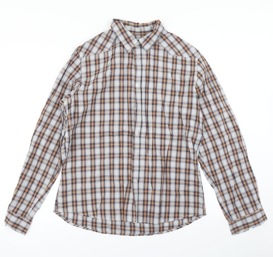 New Look Mens Brown Plaid   Button-Up Size L