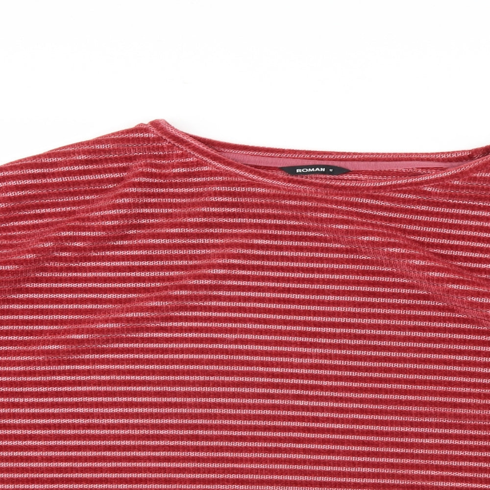 Roman Womens Red Striped  Pullover Jumper Size 16