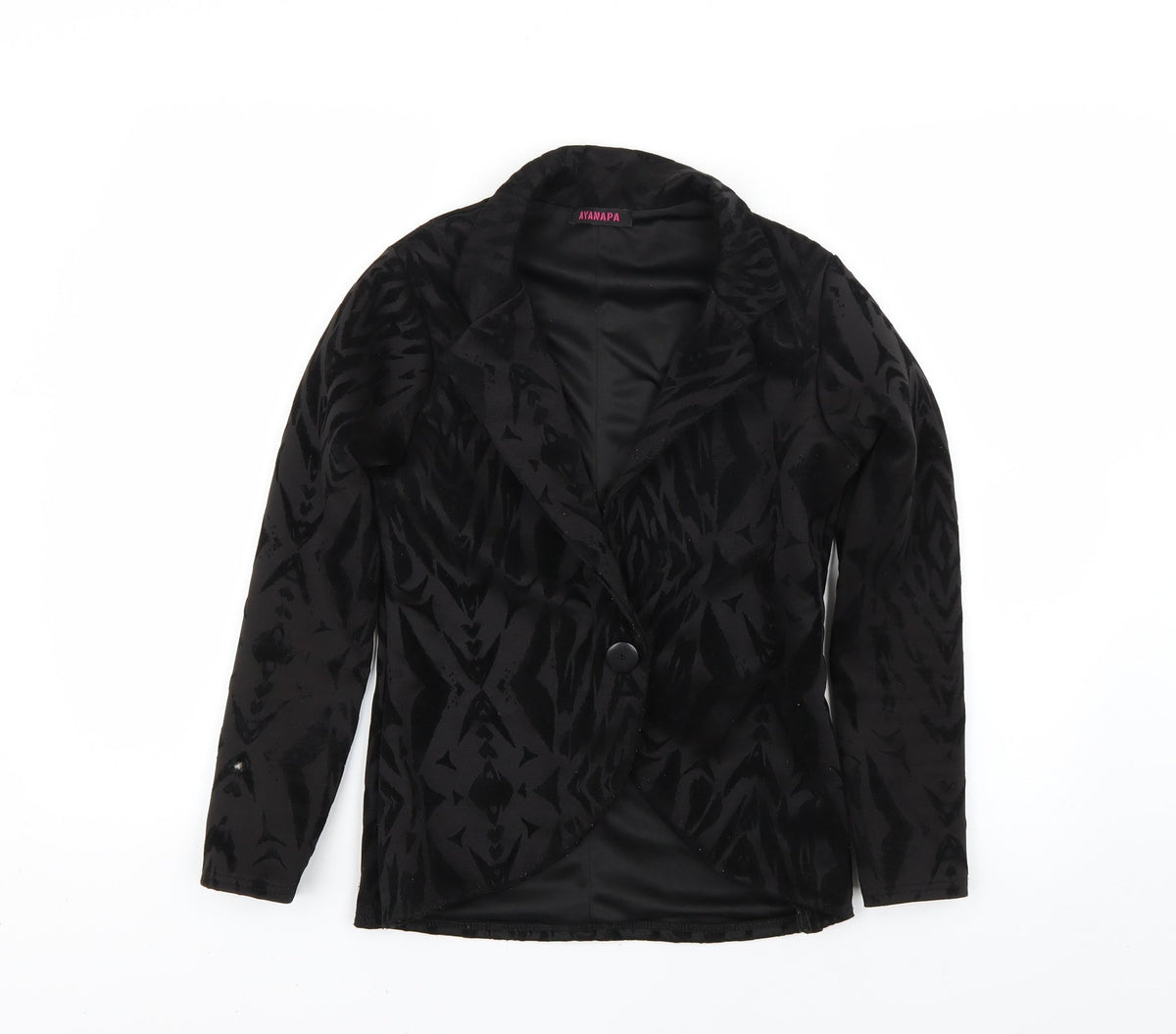 Ayanapa Womens Black Animal Print  Jacket Blazer Size 10