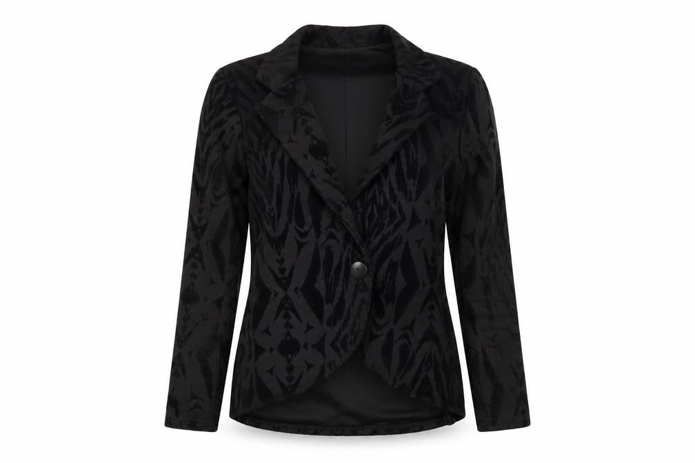Ayanapa Womens Black Animal Print  Jacket Blazer Size 10