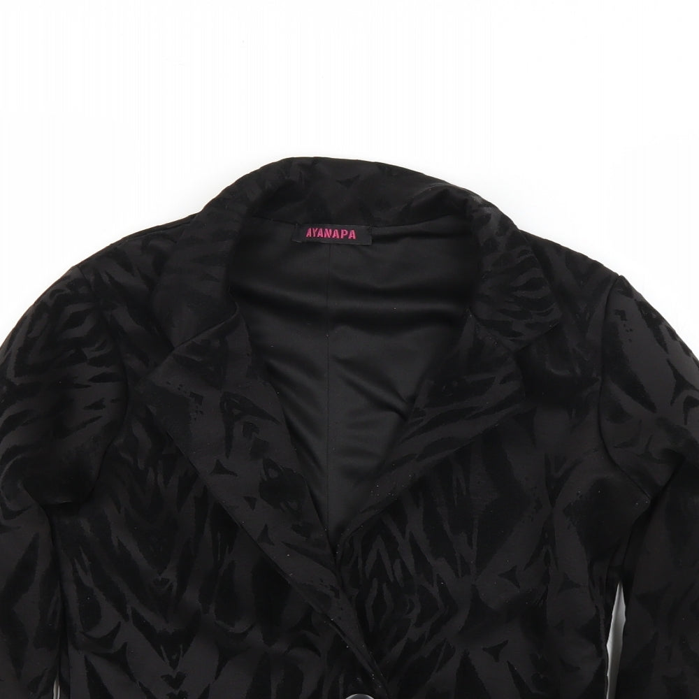 Ayanapa Womens Black Animal Print  Jacket Blazer Size 10
