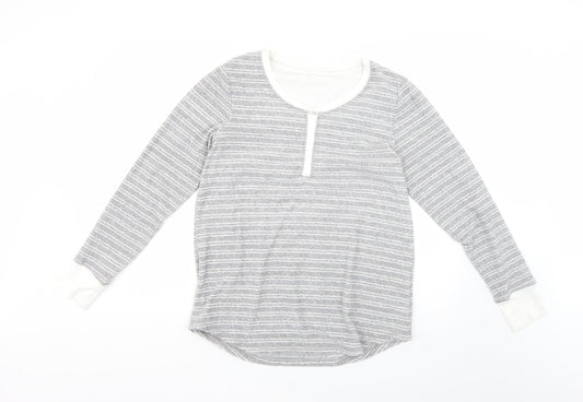 Preworn Womens Grey Striped  Babydoll Pyjama Top Size S