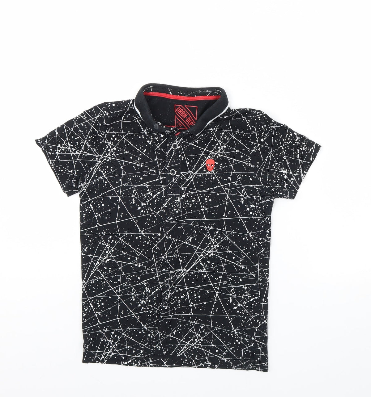 Urban Debt Boys Black Geometric  Basic Polo Size 9 Years