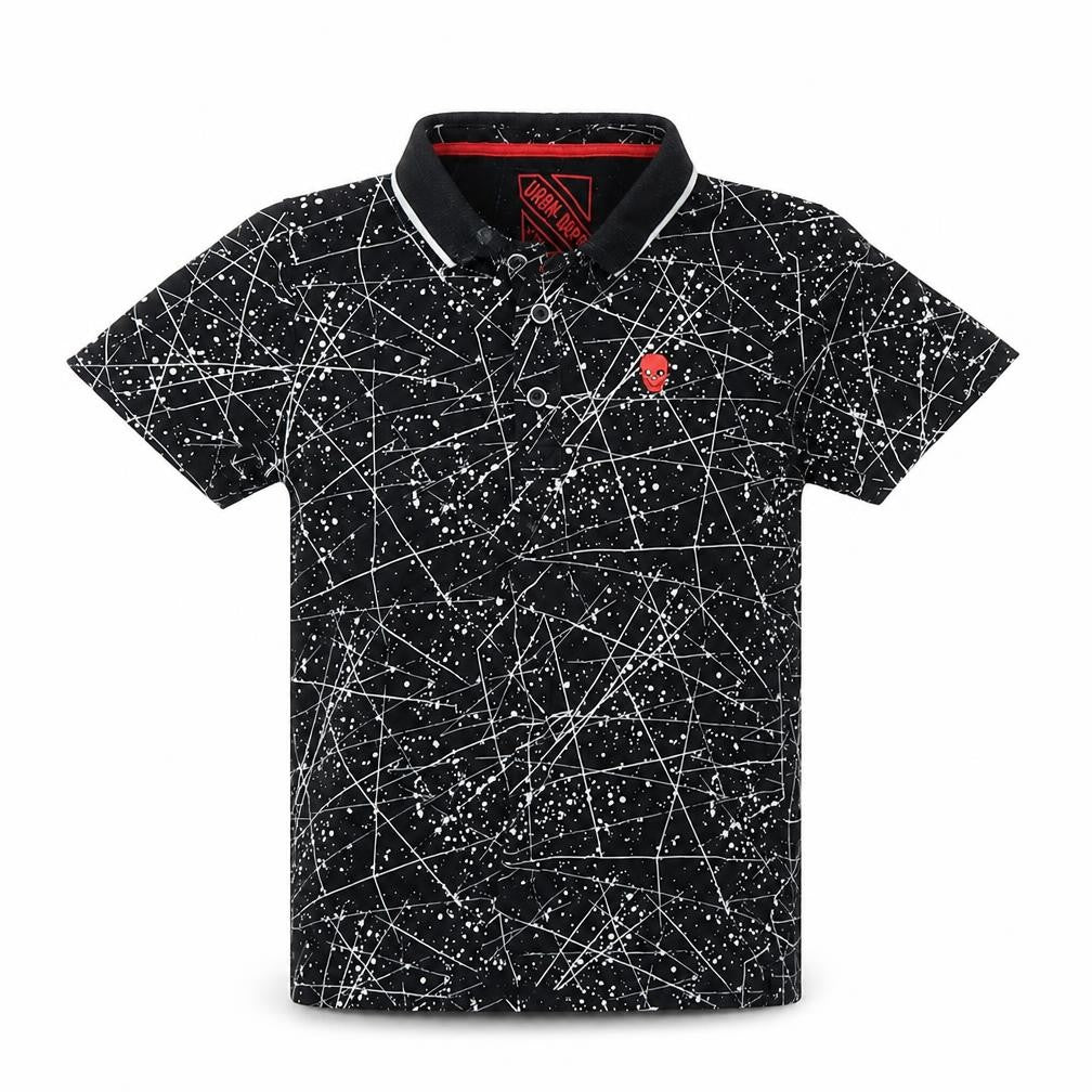 Urban Debt Boys Black Geometric  Basic Polo Size 9 Years