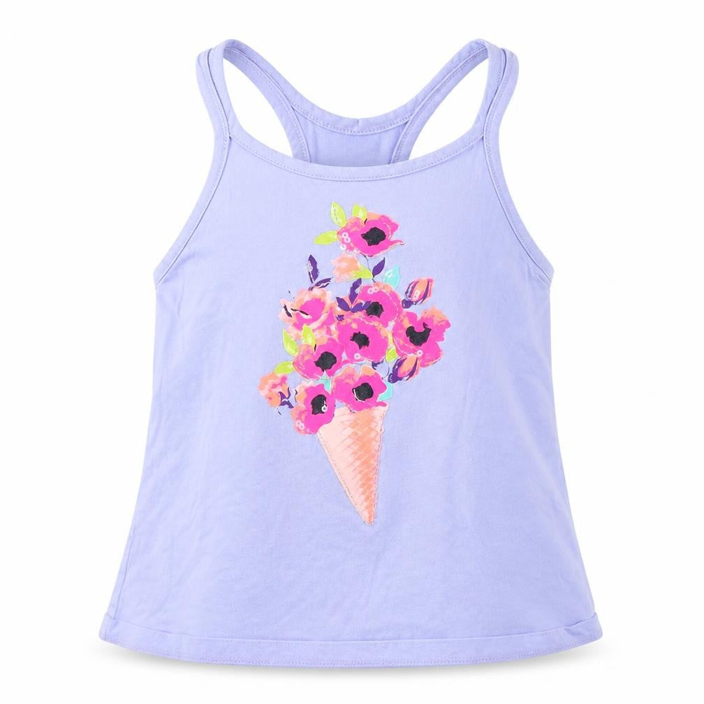 The Childrens Place Girls Blue  Jersey Basic T-Shirt Size 5-6 Years  - flowers
