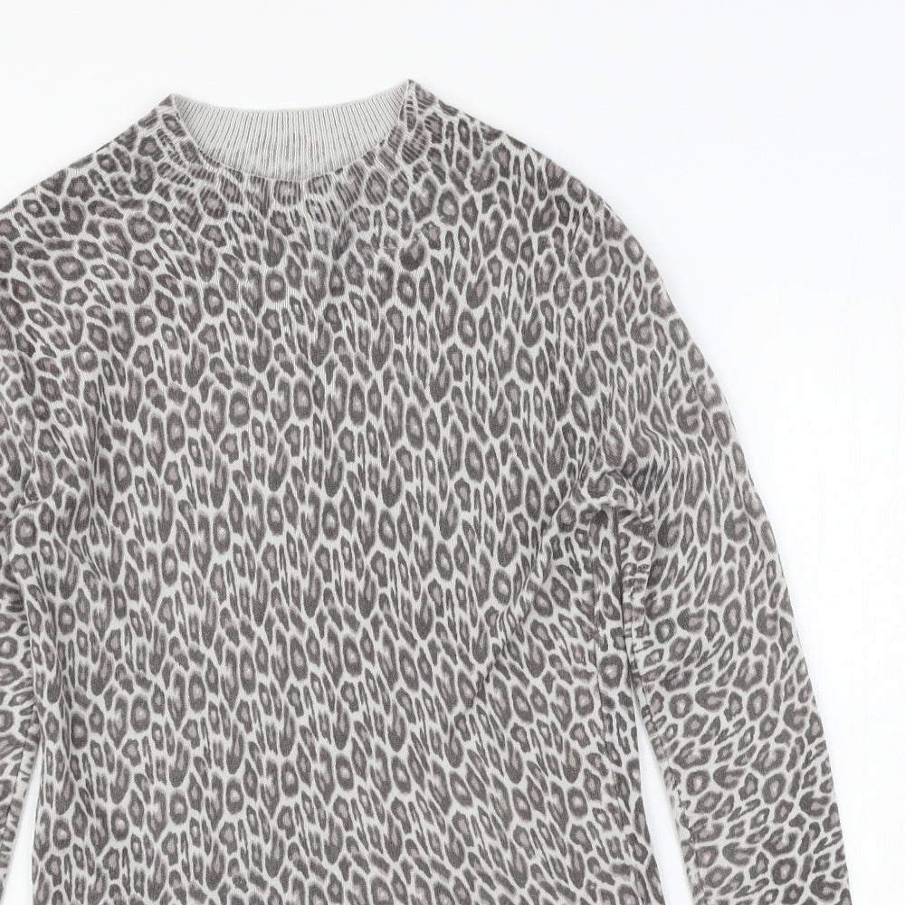 Atmosphere Womens Green Animal Print Knit Pullover Jumper Size 6